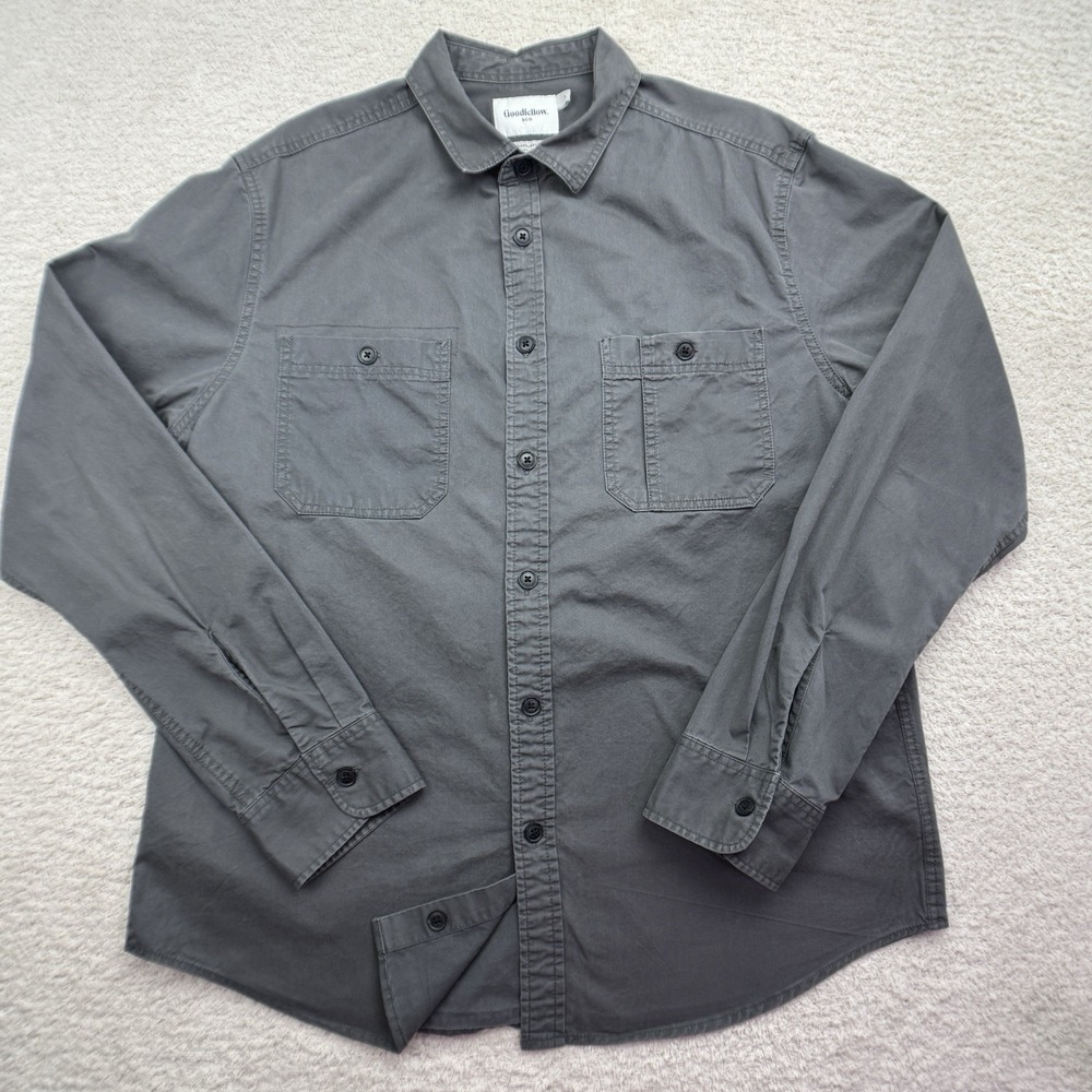 Goodfellow & Co Men's Long Sleeve Button Down Shirt Gray Size Large Mid-Weight